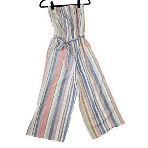 Hint Of Blush Strapless Wide Leg Romper Jumpsuit Size Small Pockets